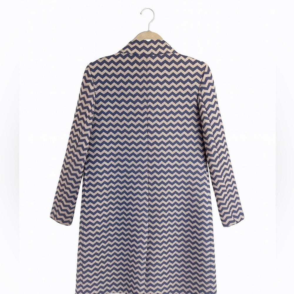 Boden Amelia Chevron Zig Zag Wool Blend Dress Coat Purple Taupe Size 10 - Picture 4 of 4